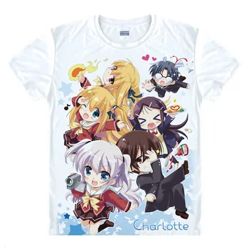 Moe Anime Charlotte T-Shirts Multi-štýl Krátky Rukáv Košele Sharotto Yuu Otosaka Nao Tomori Charlotte Cosplay Tričko
