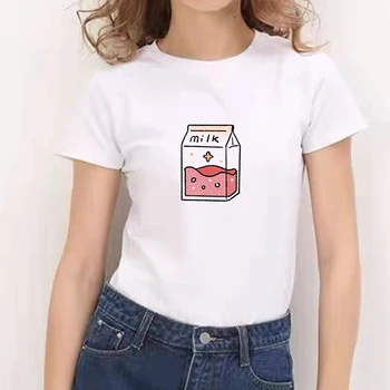 Roztomilý Piť Vytlačené T-Shirt Ženy Móda Tee Lete Grafické Bežné tričko ženy, Nový Štýl Bielych Tričkách Žena