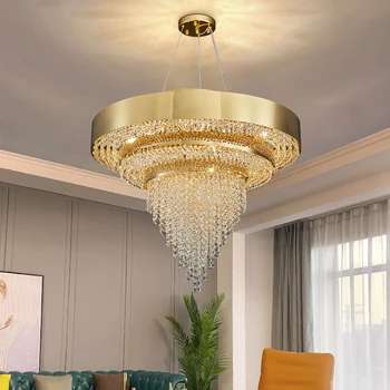 Moderné Led Luster Obývacia Izba Domova Crystal Svetlá Kolo Jedálni Visí Lampa Luxusné Tvorivé Zlato Vnútorné Osvetlenie