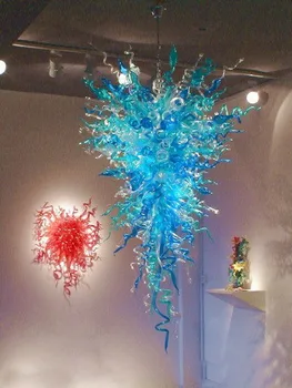 LR028-Luxusné Modré Sklenené Art Decoration Štýl Murano Skla Crystal Prívesok Svetlo