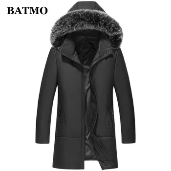 BATMO 2020 nový príchod zimy pravej Kože 90% biele kačacie nadol kapucňou bundy mužov,fox kožušiny golier thicked teplý kabát