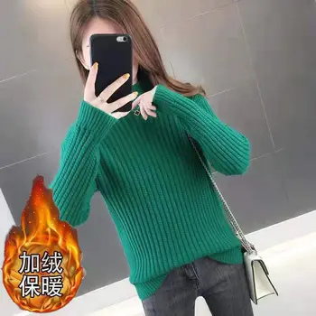 Ženy móda jeseň a v zime teplý pol turtleneck sveter hrubé kórejská verzia base sveter basic sveter ženy