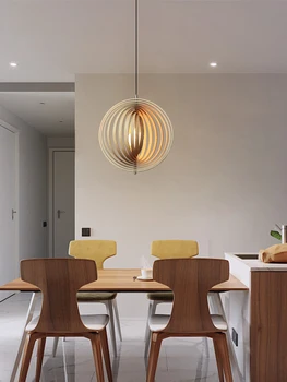 Dánsky Jedáleň Luster drevené Obývacia Izba Dekoratívne Lampy Tvorivé Mesiac Lampa Osobnosti Spálňa Nordic E27 Prívesok Svetlo