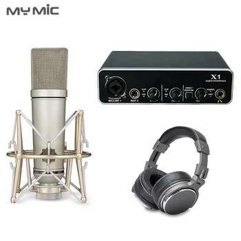 MX2 Profesionálne štúdiové vybavenie 48V USB zvuková karta kondenzátora Počítača mikrofón pre Podcasting vokálne nahrávanie s slúchadiel