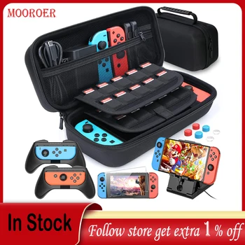 Mooroer Taška Kompatibilný s Nintendo Prepínač puzdro Puzdro Spínač Kryt Prípade 6 Joycon Rukoväte a PlayStand pre Nintendo Prepínač