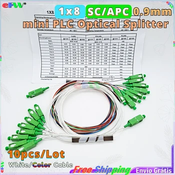 10pcs 1x8 mini 0,9 mm Optický Splitter SC/APC PLC Optické Štiepačky farebné FTTH (fiber Spojka 1-8 1*8 FBT Optický Splitter